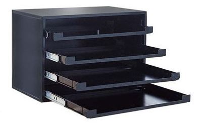 4 DRAWER STEEL RACK WITH ROLLERS BLACK