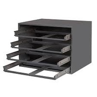 4 DRAWER STEEL RACK WITH ROLLERS BLACK