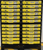 24 DRAWERS WITH CLIPS, BITS, FUSES, HOSE CLAMPS, CABINETS AND STANDS